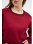 Bordo Kadın Crop Bisiklet Yaka Sweatshirt 9210M 5