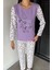 Kadın Çift Renkli Bisiklet Yaka Baskılı Pijama Takımı P-00018726 3