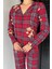 Kadın Ön Düğmeli Uzun Kol Ekose Desenli Pijama Takımı P-00018719 2