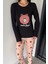 Kadın Bisiklet Yaka Baskılı Uzun Kol Pijama Takımı P-00018753 1