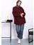 Bordo Düğme Detaylı Oversize Sweatshirt 2