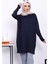 Lacivert Kazayağı Desenli Soğuk Iplik Triko Tunik 3