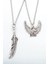 2'li Kuş Tüyü - Kartal Gümüş Kaplama Kolye Seti 1