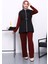 Bordo Kapitone Yelekli Tunik Pantolonlu 3 Lü Takım 1
