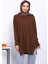 Kahverengi Kazayağı Desenli Soğuk İplik Triko Tunik 1