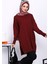 Bordo Kazayağı Desenli Soğuk İplik Triko Tunik 1
