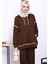 Kahverengi Kapşonlu Garnili Modal Takım 3