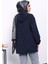 Lacivert Kapüşonlu Düğmeli İnce Kaşe Ceket 4