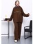 Kahverengi Fermuarlı Sweat Pantolonlu Modal Takım 1