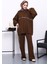 Kahverengi Fermuarlı Sweat Pantolonlu Modal Takım 2