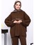 Kahverengi Fermuarlı Sweat Pantolonlu Modal Takım 3
