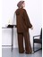 Kahverengi Fermuarlı Sweat Pantolonlu Modal Takım 4