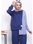 Lacivert Garnili Tunik Pantolonlu Çizgili Takım 2