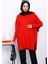 Kırmızı Kazayağı Desenli Soğuk İplik Triko Tunik 3
