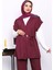Bordo Yelekli Tunik Pantolon Üçlü Takım 3