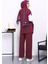 Bordo Yelekli Tunik Pantolon Üçlü Takım 4