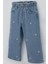 Kız Çocuk Jean Pantolon Papatya Nakışlı Düğmeli 1.5-5 Yaş, Açık Mavi 3