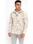 Erkek Yarım Fermuarlı Desenli Polar Sweat Yakalı, Uzun Kollu, Oversize Rahat Kalıp - Bej 1
