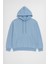 Kadın Kapüşonlu Cepli Yazı Baskılı Mavi Sweatshirt 2