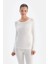 502V504 Kadın Uzun Kollu O Yaka Termal Içlik Takım-Ekru 1