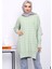 Mint Yeşili Kazayağı Desenli Soğuk İplik Triko Tunik 1