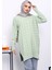 Mint Yeşili Kazayağı Desenli Soğuk İplik Triko Tunik 3