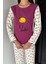Kadın Çift Renkli Baskılı Uzun Kol Pijama Takımı P-00018711 3