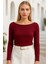 Kadın Bordo Kayık Yaka Uzun Kollu Bluz 1