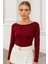 Kadın Bordo Kayık Yaka Uzun Kollu Bluz 3