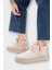Süet Içi Kürklü Kalın Taban Kadın Bot Bej 2