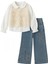Triko Süveterli Kız Çocuk Kot Pantolonlu Takım 4