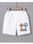Alpaco Beli Lastikli Baskılı Mini Şort - Beyaz -Collectıon 1