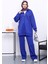 Saks Mavi Taşlı Scuba Tunik Pantolonlu Takım 2
