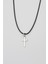 Minimalist Haç Kolye - PU Deri İp Zincirli Unisex Gümüş Kaplama - 60 cm 1