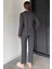 Kadın Ön Düğmeli Uzun Kol Yıldız Baskılı Pijama Takımı P-00018710 4