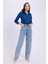 Kadın Regular Fit Klasik Kesim Baggy Pamuklu Geniş Paça Mavi Jean Pantolon 2
