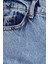 Kadın Regular Fit Klasik Kesim Baggy Pamuklu Geniş Paça Mavi Jean Pantolon 6