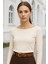 Kadın Bej Kayık Yaka Uzun Kollu Bluz 6
