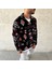 Erkek Yarım Fermuarlı Desenli Polar Sweat Tribal Etnik Desen Yakalı, Uzun Kollu, Oversize Rahat Kalıp, - Siyah 4