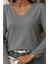 Kadın Uzun Kollu V Yaka Triko Bluz 2