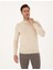 Erkek Krem Melanj Slim Fit Çeyrek Yaka Basic Triko Kazak 50314188-VR159 3