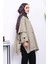 Açık Haki Oversize Düğmeli Panço Trenç 3