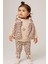 Laura Baby Leopar Desenli Yelekli Kız Bebek 3 Lü Takım 1