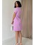 Lila Kısa Kol Atlas Mini Elbise 4