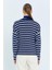kadın çizgili balıkçı yaka triko kazak 2