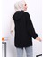 Siyah Kapüşonlu Düğmeli İnce Kaşe Ceket 4