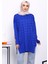 Saks Mavi Kazayağı Desenli Soğuk İplik Triko Tunik 1
