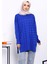 Saks Mavi Kazayağı Desenli Soğuk İplik Triko Tunik 3