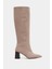 Briar Koyu Bej Süet Sivri Burun Kadın Topuklu Çizme 1