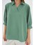 Kadın Bdart Polo Yaka Bol Kesim Üç Çeyrek Kol Bluz Çam Yeşili 4